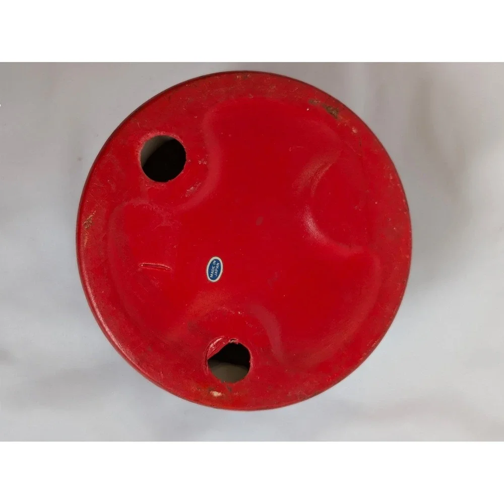 Vintage Red Ceramic Pillar Candle Holder Stand Japan 4